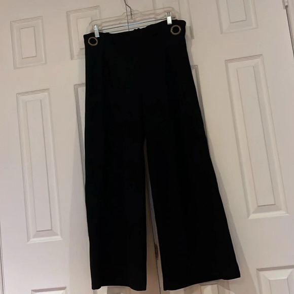 Vintage style wide legs Ankle pallaxo trouser with metal detail Sz Lsrge - Picture 4 of 12